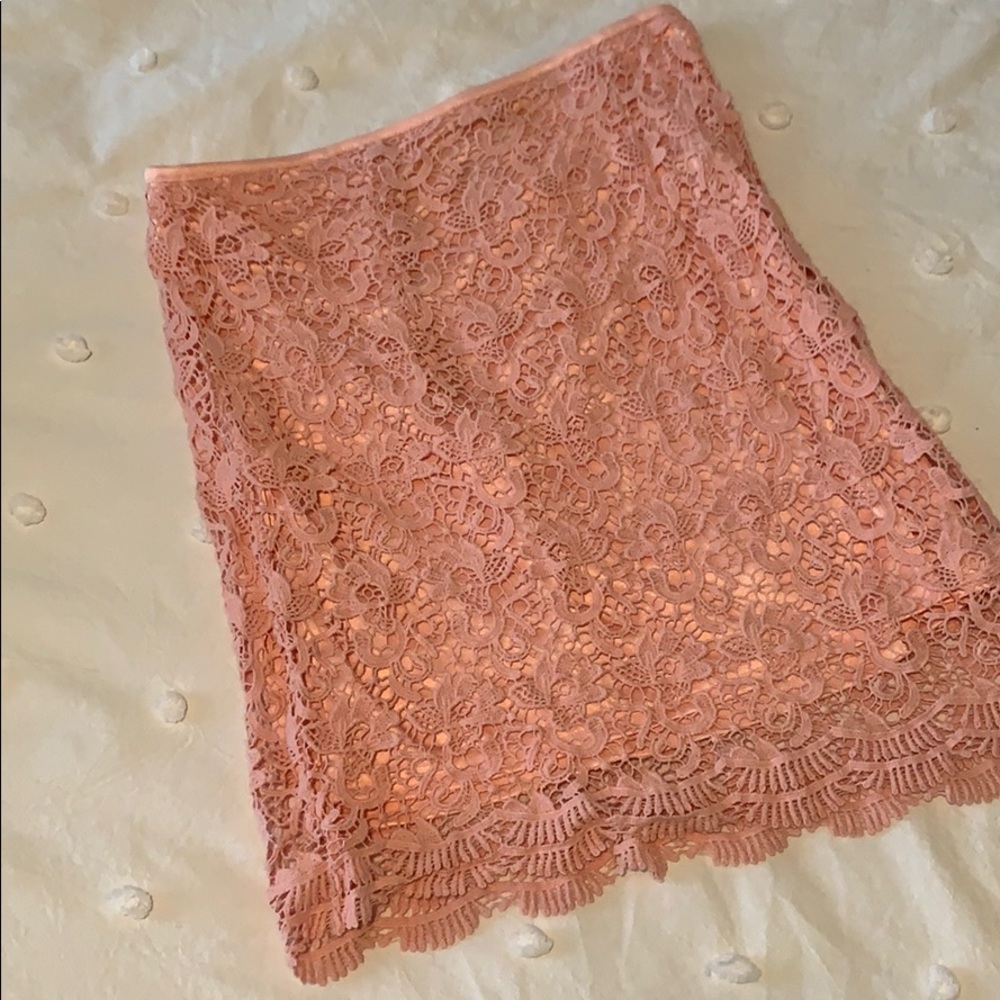 Petal pink lace skirt